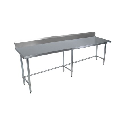 Bk Resources Stainless Steel Work Table With Open Base, 5" Rear Riser 84"Wx30"D VTTR5OB-8430